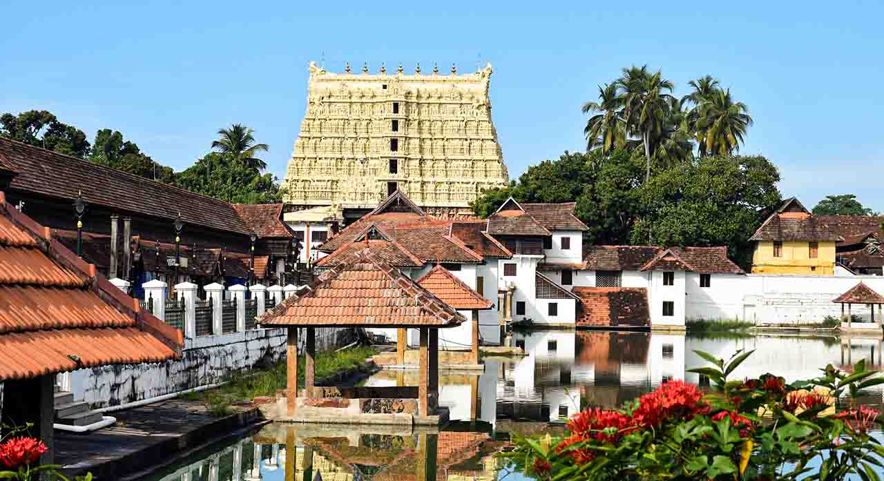 Sree Padmanabhaswamy Temple, an iconic Hindu temple in Trivandrum with intricate architecture.