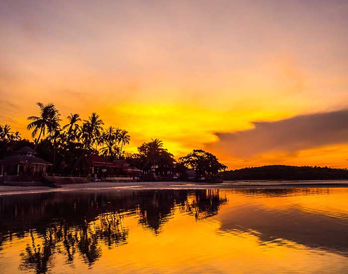Serene sunset over Kerala’s backwaters after a day of Onam celebrations