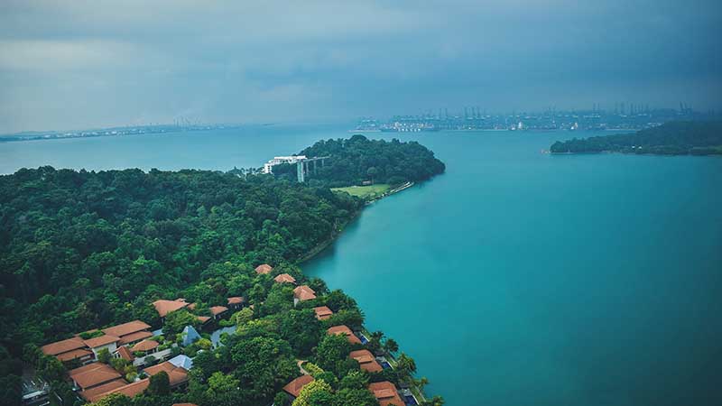 Sentosa Island's scenic beaches and adventure parks in Singapore