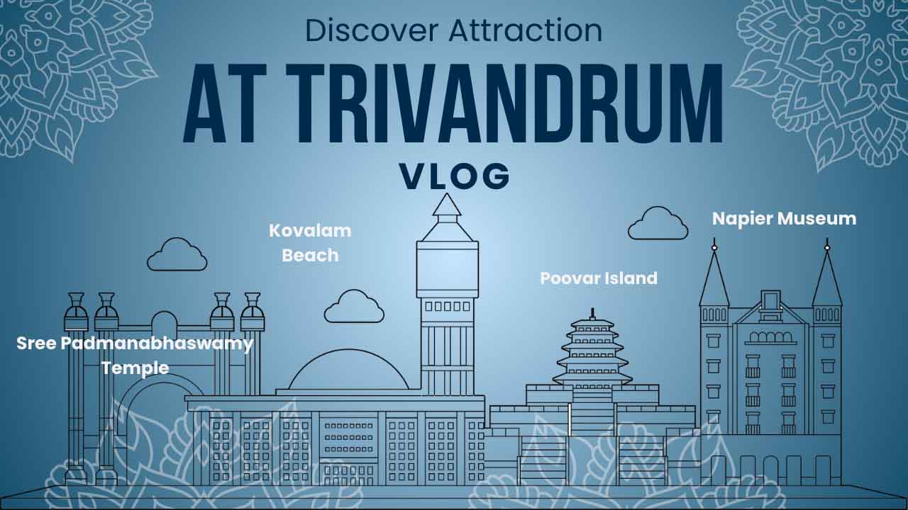 Vector illustration of Trivandrum highlighting its cultural landmarks and vibrant city life