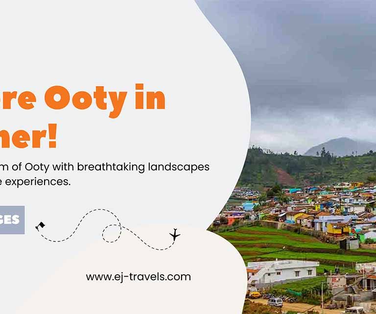 Scenic view of Ooty’s lush green hills, misty valleys, and serene landscapes