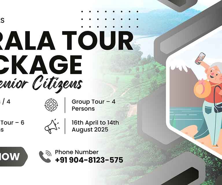 Senior citizens Kerala tour package with houseboat, hotel stay, cab service, and breakfast – EJ Travels 3rd anniversary offer